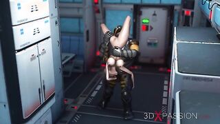 Space marine gives 3d bald girl a rough fucking in her asshole