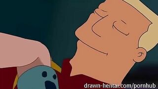 Leela sucks Zapp's dick then gets fucked and creampied