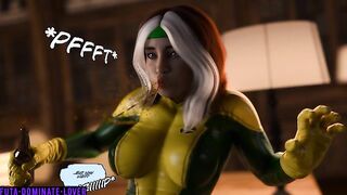 3d Animated Comic Futa Rogue fucks Xmen Jean Grey with big futa cock