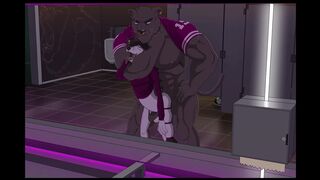Gay jock Ubzerd breeds furry Twink Dugan in bathroom