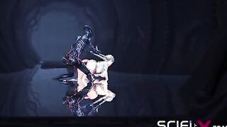 A sexy hottie gets fucked by a female futa alien in a cave on an exoplanet