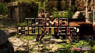 Tomb Hunter - Lara Croft fucks hot ebony girl with her futa cock