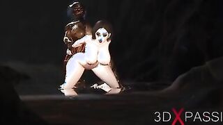 Super horny sexy secretary has hard 3D anal sex by predator futa
