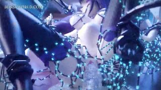 BDSM Babe Destroyed by Mechanical Tentacle (Animation)