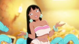Dangerous Treasure Hunt: Ebony Babe X Tentacles (Hentai Anime)