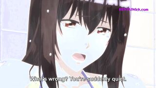 Hentai - First Time in the Women's Bath: Hairy Pussy Touch in the Public Steam Room