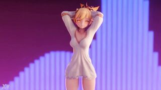 Genshin Influence (Manga porn) ENF CMNF MMD - light-haired Yoimiya begins dancing until her clothes vanish demonstrating her phat melons, culo and p