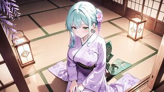 Purple Kimono Princess! Can't treat the moisture under the crimson Torii gate.