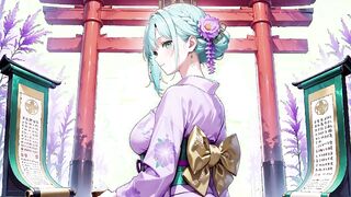 Purple Kimono Princess! Can't treat the moisture under the crimson Torii gate.