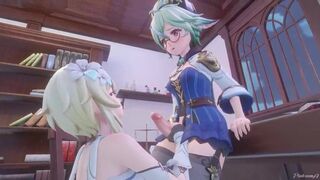 A Night In Mondstadt Part 1- Genshin Influence Sucrose x Lumine - PinkSama - Toon Manga porn R34