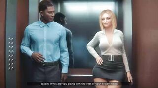 BBC Boss Stucked in Elevator with Milf Secretary (3D Gameplay) HOT