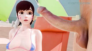 Nudist Beach Anal Threesome with Mercy and D-VA (Hot 3D Gameplay) 60 Fps