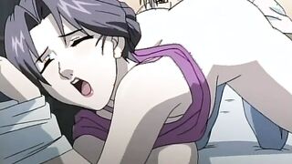 Busty anime milf is tied up and has her big tits fucked