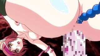 Inyouchuu Etsu Bonus - Big dick tentacle demon fucks two screaming hentai girls at same ti