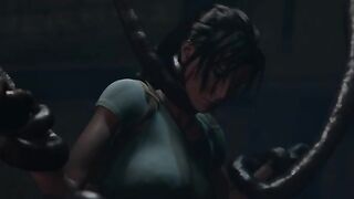 Lara Croft: Island of the Sacred Beasts 1-4 - Lara gets her asshole tentacle banged