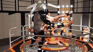 Male android ass fucks busty woman in scifi bondage machine