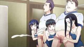 Ikumonogakari 1 - Hentai teens in public bath orgy get creampies