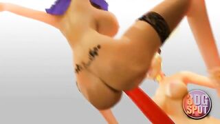 Mrs. Doe Tornado At The Depot - 3D lesbians have dildo sex on washing machine