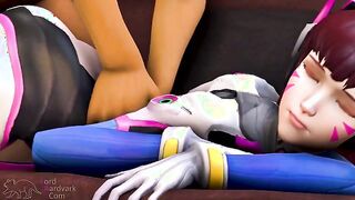 3D Hentai - Rabbit Hole 3 - D.Va sits on gamer nerd's face while he shoots a