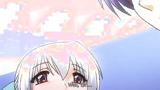 Flaming Impregnating Classmate 1 - Busty hentai teen gives a boobjob in the grass near campus