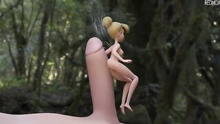 Tinkerbell rubs her fairy body all over a big dick