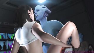 Club Afterlife Omega - Rey gets ass fucked in club by futanari Liara T'soni