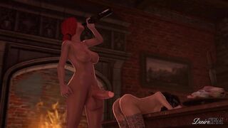 Celebration of Midwinter - Futa Triss Merigold gives Yennefer and Ciri rough anal sex