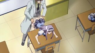 Immoral 1 - Horny teen girl bent over desk and fucked by old dirty hentai teacher