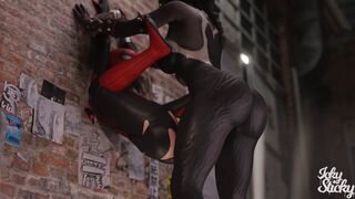 Spider-Girl falls into a trap and gets fucked by big futanari cock