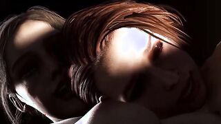 Jill Valentine and Claire Redfield have passionate lesbian sex