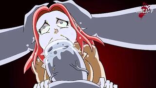 Venom face fucks Mary Jane and puts a huge load of cum down her throat