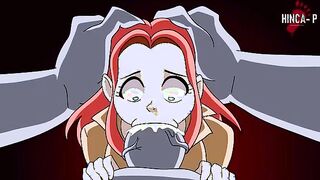 Venom face fucks Mary Jane and puts a huge load of cum down her throat
