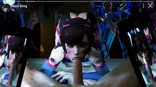 D.Va & Max Caulfield fucking - D.Va gangbanged on live stream