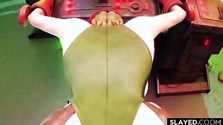 Street Fighter Cammy gets rough black dicking at the arcade