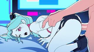Cyberpunk Rebecca gets fucked and facialed by David