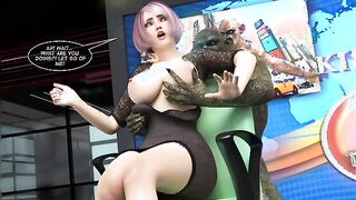 Wild Invasion - News lady is gangbanged by ogres on live television