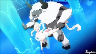 Frozen Elsa gets fucked by giant Yeti beast dick in cartoon porn