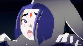 Teen Titans Beast Boy double penetratres Raven with tentacles and big dicks