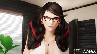 Boss Bitch Bayonetta - Three black dicks up her 3D porn asshole at work
