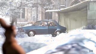 The Last of Us - Old man Joel gives Ellie a rough fuck in the car during winter