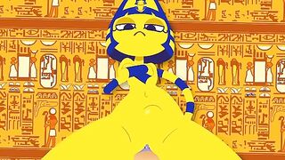 Zone Ankha - Cartoon catgirl god anal rides human cock