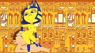 Zone Ankha - Cartoon catgirl god anal rides human cock