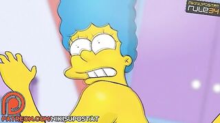Marge Simpson gets anal creampie in the kitchen