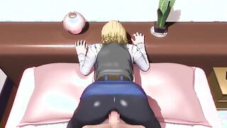 Android 18 from Dragonball Z works a cock with her big tits