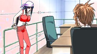 Submissive girl is tied up fucked in front of a window while pervy milf watches