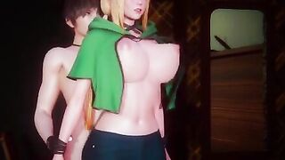 Busty Tsunade gets on her knees and sucks a big cock