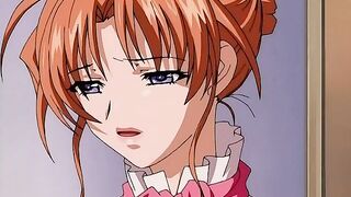 Busty anime girl with big tits gets gangbanged in her hairy pussy and mouth