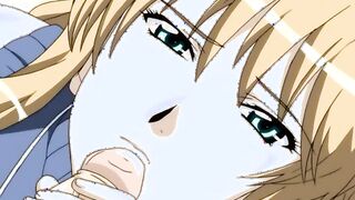 Busty mature anime woman gives a lusty boobjob in the woods