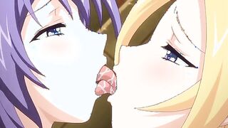 Mankitsu Happening 4 - Lucky pervert fucks two hentai girls while another toys her asshole