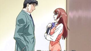 Busty office secretary gets fucked in her hairy pussy in the office copy room